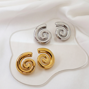 Spiral Aura gold and silver swirl statement gold earrings 31mm itBlinx