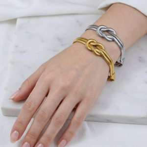 Infinity Knot 18k gold plated and silver dual snake chain statement bracelet itBlinx