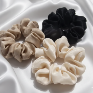 Scrunchie Set of 3 - Black, Camel & Beige