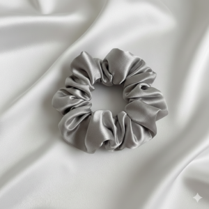 Silver Satin Scrunchie