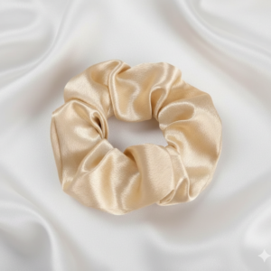 Beige Satin Scrunchie