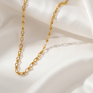 Textured Link Chain 18k gold ion plated geometric link necklace 304 stainless steel itBlinx