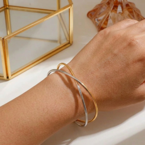 Unity Crossover 304 stainless steel two-tone gold and silver intertwining cuff bracelet itBlinx