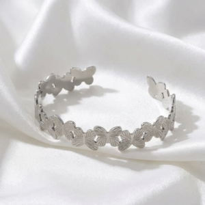 Butterfly Cuff 304 stainless steel adjustable bracelet 12mm width with textured butterflies itBlinx