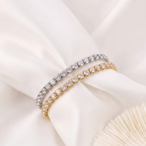 Starlight adjustable tennis bracelet with rhinestones 18k gold ion plated and silver stainless steel itBlinx