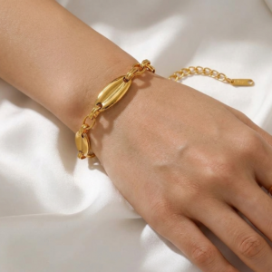 Aura Link 18k gold plated 304 stainless steel bracelet with alternating oval and round links itBlinx