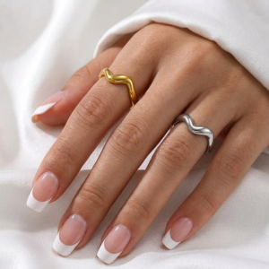 Wavy adjustable 18k gold and silver vacuum plated 304 stainless steel rings itBlinx