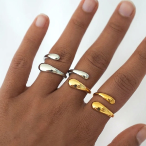 Flow Wrap Ring adjustable 18k gold silver and mixed-metal 304 stainless steel wrap rings itBlinx